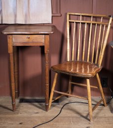 Antique One Drawer Stand And Windsor Chair (CTF20)