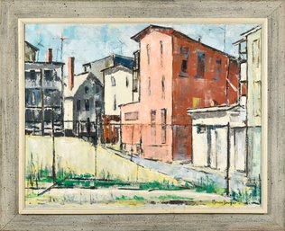 Miriam Sawyer Oil On Canvas, Cubist Street Scene (CTF10)