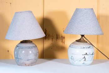 Two Antique Canton Jar Lamps (CTF10)