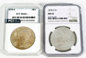 1878-S & 1879-S Morgan Silver Dollars (CTF10)