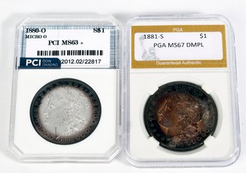 1880-O & 1881-S Morgan Silver Dollars (CTF10)