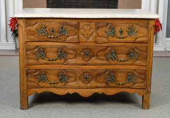 18th C. French Carved Walnut Stone Top Commode, Paid $18,000 (CTF40)