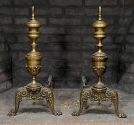 Vintage Brass Acorn Andirons (CTF20)