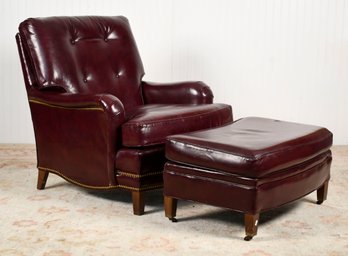 Vintage North Hickory Furniture Co. Leather Club Chair And Ottoman (CTF30)