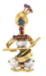 14k Gold, Ruby, Sapphire And Pearl Genie Pin (CTF10)