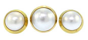 14k Yellow Gold Mabe Pearl Ring & Earring Set (CTF10)