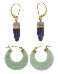 14K Lavender& Light Green Jade Earrings (CTF10)