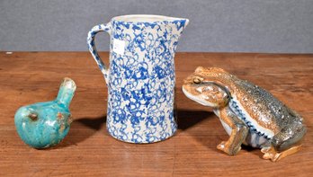 Vintage Spatterware Pitcher, Ceramic Toad, And More (CTF20)