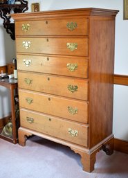 18th C. Chippendale Maple Six Drawer Tall Chest (CTF30)