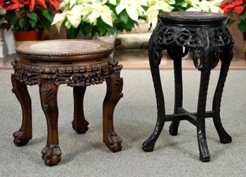 Two Antique Carved Chinese Rosewood Stands (CTF30)