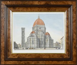 19th C. Colored Lithograph, The Duomo Florence Italy (CTF10)
