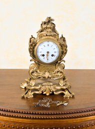 Late 19th C. French Dore Gilt Mantle Clock (CTF20)