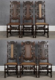 Set Of Six Vintage William And Mary Style Chairs (CTF40)