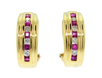 14k Gold Diamond & Ruby Earrings (CTF10)