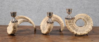Three Sterling And Horn Candlesticks (CTF20)