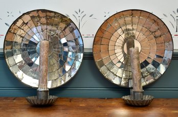 19th C. Mirrored Back Tin Wall Sconces (CTF10)