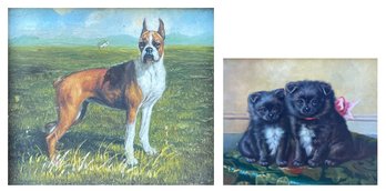 Two Vintage Oils Of Dogs (CTF10)