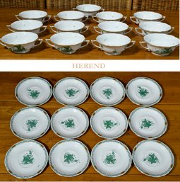 Vintage Herend Chinese Green Bouquet Soup Cups, 25pcs  (CTF20)