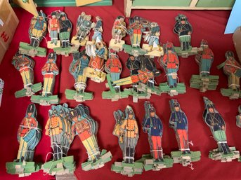 Large Lot Vintage Lithographed Paper Toy Soldiers (CTF10)