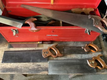 Red Craftsman Tool Box With Antique Saws (CTF10)