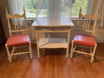 Vintage Painted Chairs And One Drawer Side Table (CTF30)