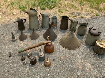 Vintage Tin Oil Cans, Funnels And More (CTF10)