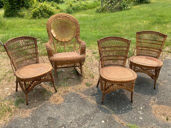 Antique Wicker Chairs And Rocker (CTF30)