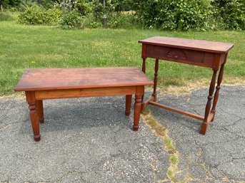 Vintage Bench Made Pine Table And Bench (CTF20)
