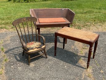 Vintage Wagon Seat, Childs Chair, And Stool (CTF10)