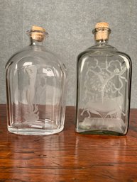 Two Vintage Orrefors Signed Engraved Bottles (CTF10)