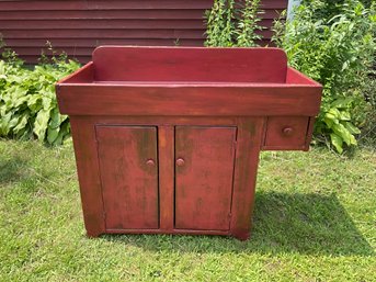 19th C. Red Painted Dry Sink  (CTF30)
