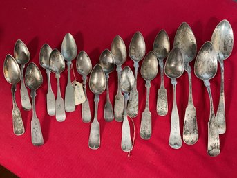 Antique Coin And Sterling Silver Spoons, 11.6 Oz T (CTF10)
