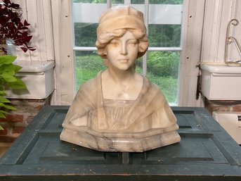 Antique Battiglia Alabaster Carved Bust (CTF30)
