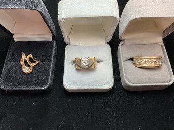 Three Vintage Diamond And Gold Rings (CTF10)