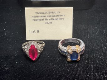 Two 14K Gold Rings, Sapphire And Diamonds And Other  (CTF10)