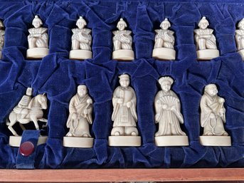 Vintage Carved Asian Chess Board And Pieces (CTF10)