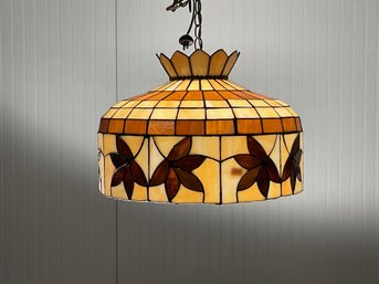 Vintage Leaded Stained Glass Lamp Shade, Leaves (CTF20)