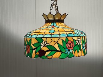 Vintage Leaded Stained Glass Lamp Shade, Floral (CTF20)