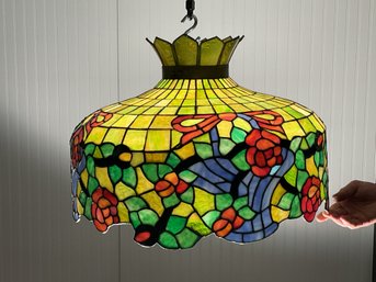 Vintage Leaded Stained Glass Lamp Shade (CTF20)