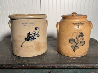 Two Antique Stoneware Crocks (CTF20)