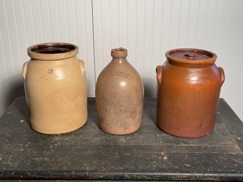 Three Antique Stoneware Crocks (CTF20)