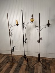 Three Antique Iron Bridge Lamps (CTF20)