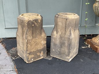 Antique Carved Sandstone Pedestals (CTF50)