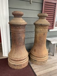 Pr. Antique NYC Cast Iron Lamp Post Bases (CTF50)
