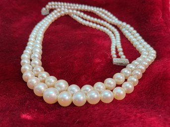 Vintage Double Strand Pearl Necklace (CTF10)