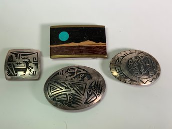 Four Native American Belt Buckles (CTF10)