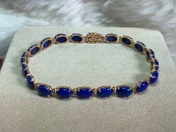14k Gold And Lapis Lazuli Bracelet (CTF10)