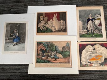 Five Antique Currier & Ives Lithographs (CTF10)