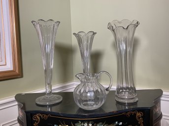Vintage Glass Vases And Pitcher (CTF20)