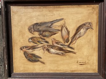 Vintage Oil Signed Emmi, Birds (CTF10)